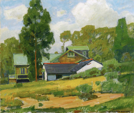 Laguna Cottages, vintage artwork by William Wendt, 12x8" (A4) Poster