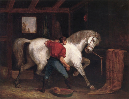 Governor Sprague's White Horse, vintage artwork by Edward Mitchell Bannister, 12x8" (A4) Poster