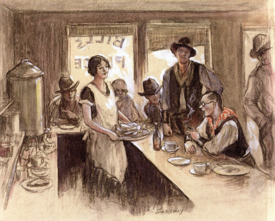 Bill's Place, vintage artwork by John Steuart Curry, 12x8" (A4) Poster