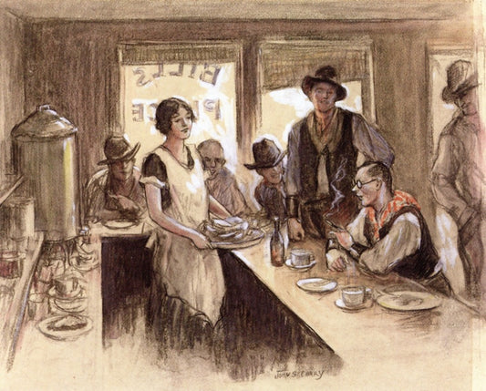 Bill's Place, vintage artwork by John Steuart Curry, 12x8" (A4) Poster