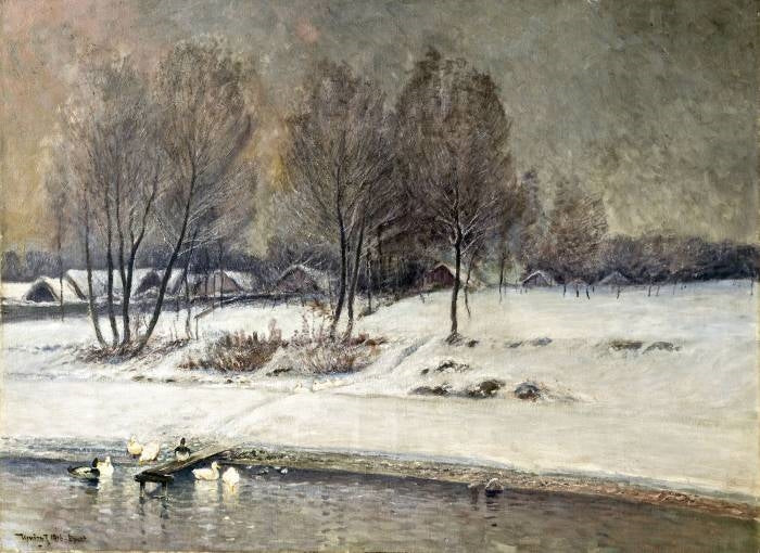 Winter in Budapest, vintage artwork by Ignac Ujvary, 12x8" (A4) Poster