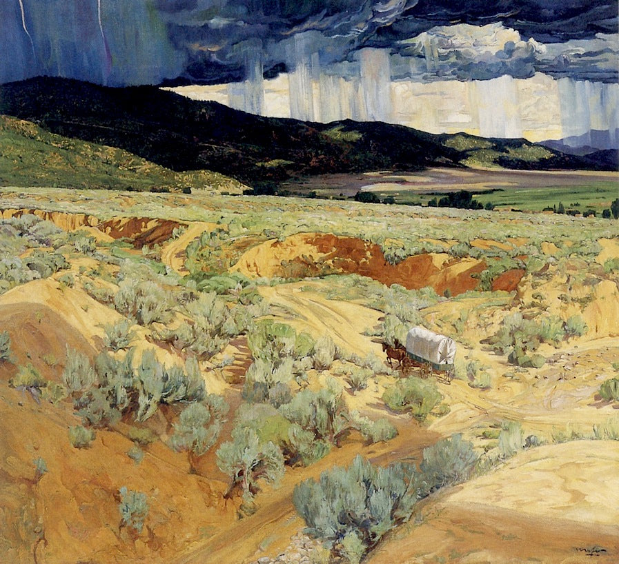 Where the Desert Meets the Mountain, vintage artwork by Walter Ufer, 12x8" (A4) Poster