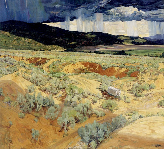 Where the Desert Meets the Mountain, vintage artwork by Walter Ufer, 12x8" (A4) Poster