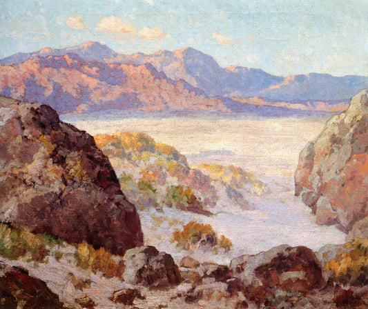 Desert and Mountains, vintage artwork by Maurice Braun, 12x8" (A4) Poster