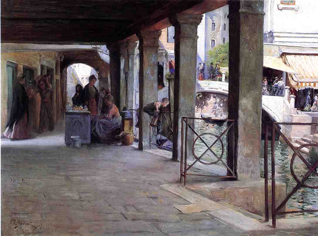 Venetian Market Scene by Julius LeBlanc Stewart,A3(16x12")Poster