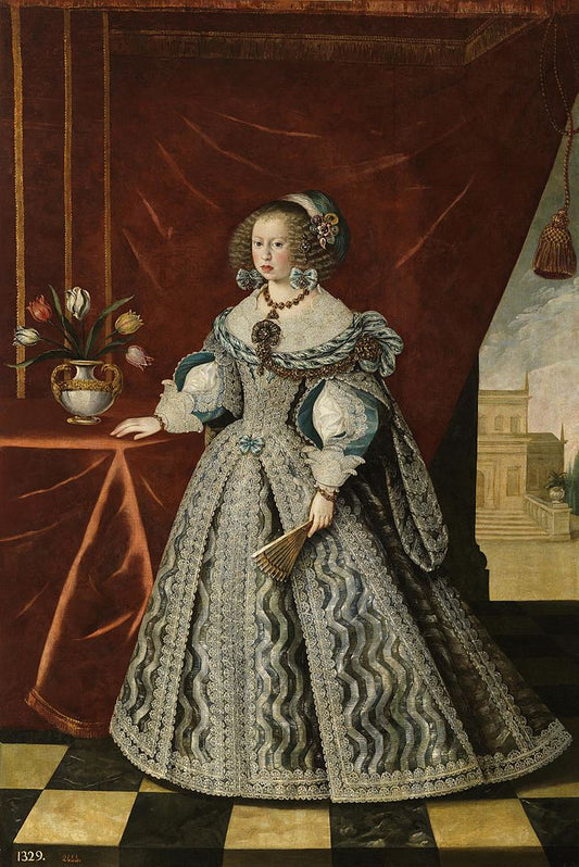 Mariana of Austria, Queen Consort of Spain, vintage artwork by Frans Luyckx, 12x8" (A4) Poster