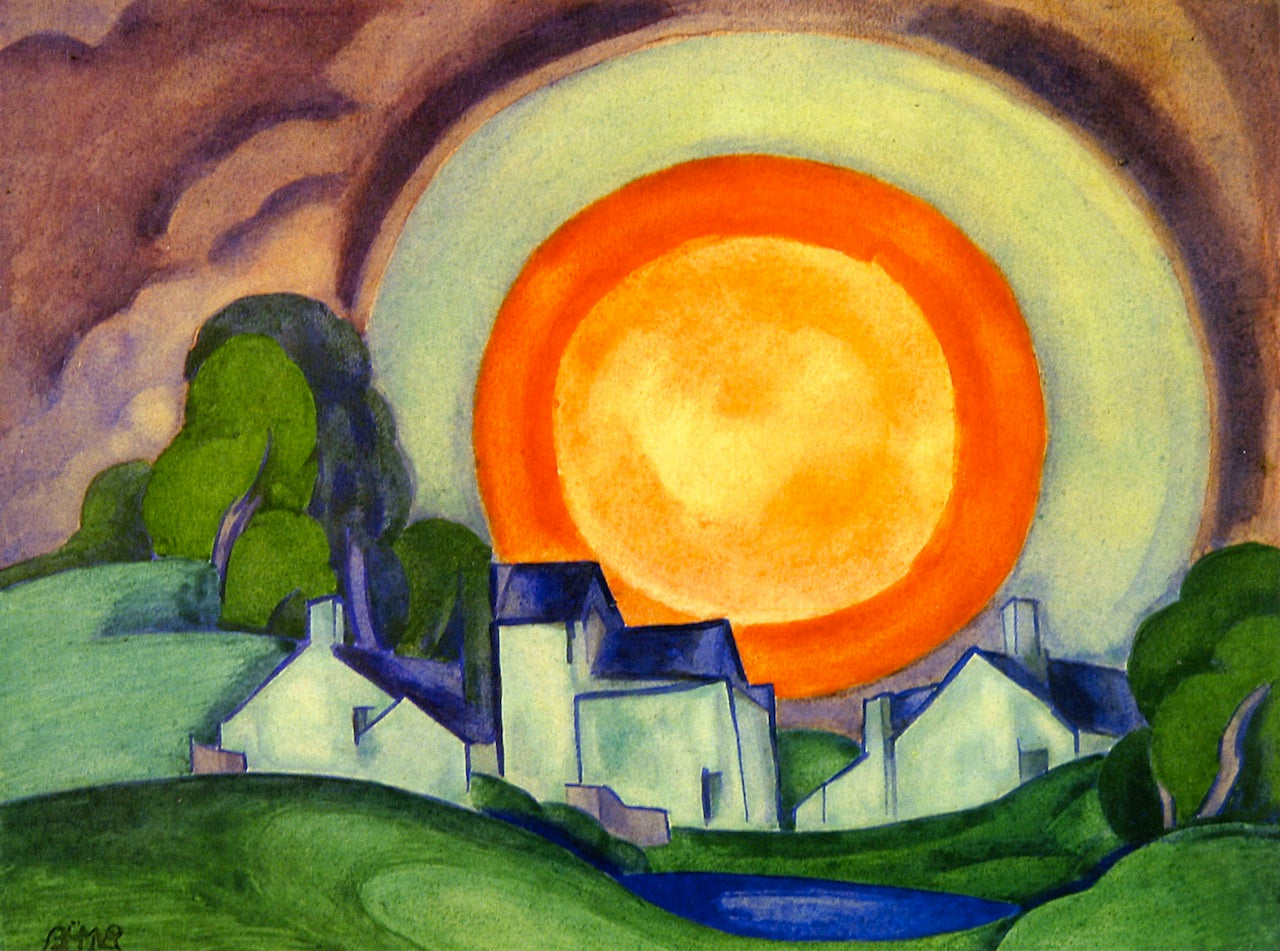 May Moon, vintage artwork by Oscar Bluemner, 12x8" (A4) Poster