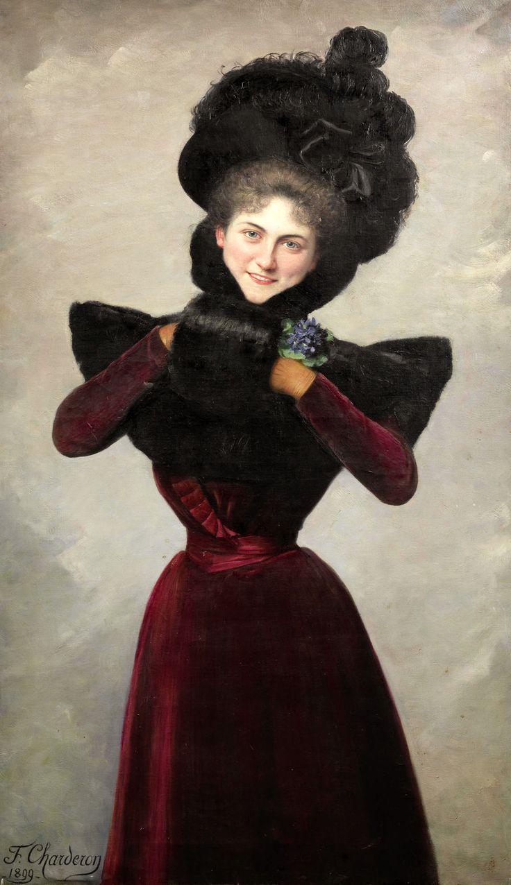 Elegant Lady with a Muff by Francine Charderon,A3(16x12")Poster