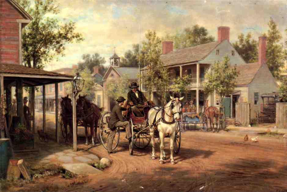 Horse and Buggy on Main Street, vintage artwork by Edward Lamson Henry, 12x8" (A4) Poster