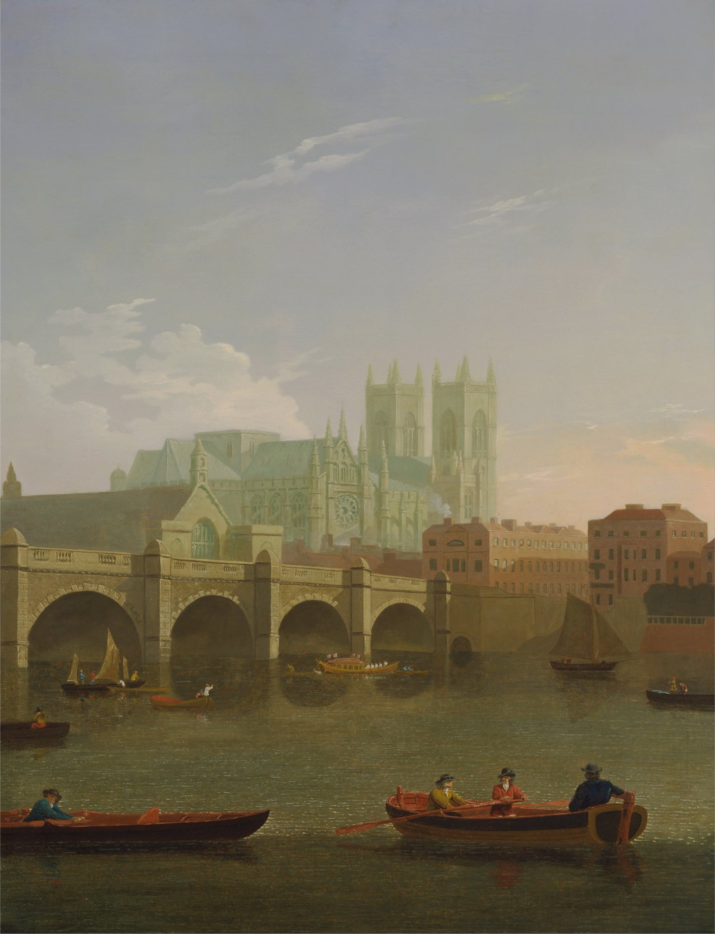 Westminster Abbey and Bridge, vintage artwork by Joseph Farington, R.A., 12x8" (A4) Poster
