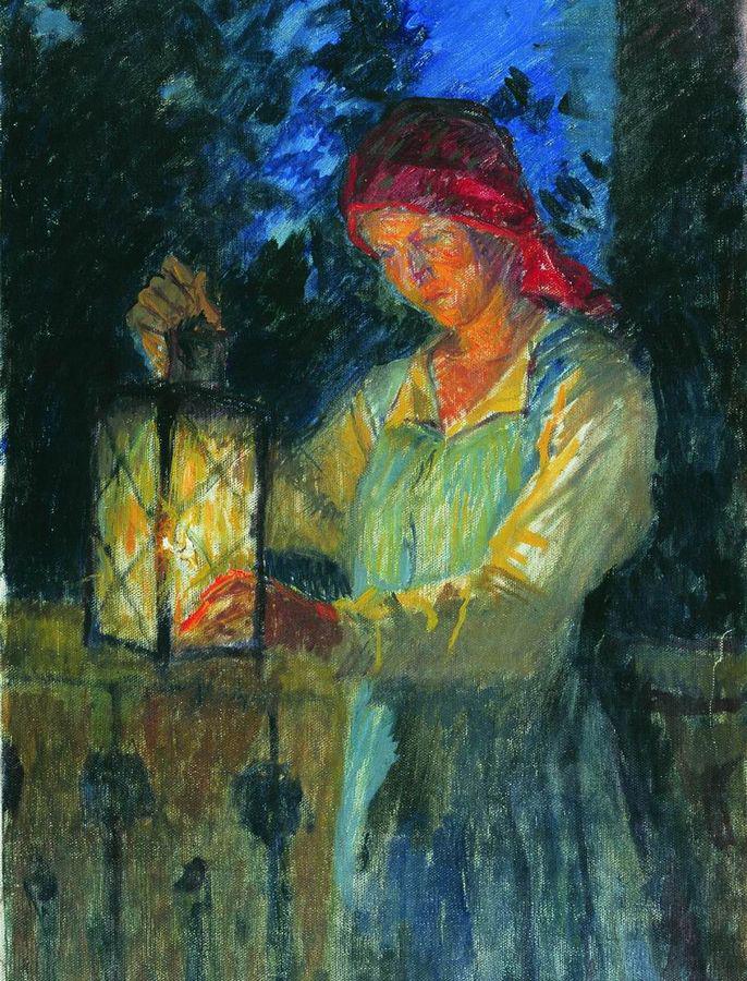 Girl with a Lantern by Nikolai Petrovich Bogdanov-Belsky,A3(16x12")Poster