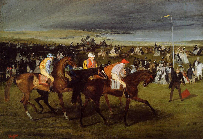 At the Races: the Start, vintage artwork by Edgar Degas, 12x8