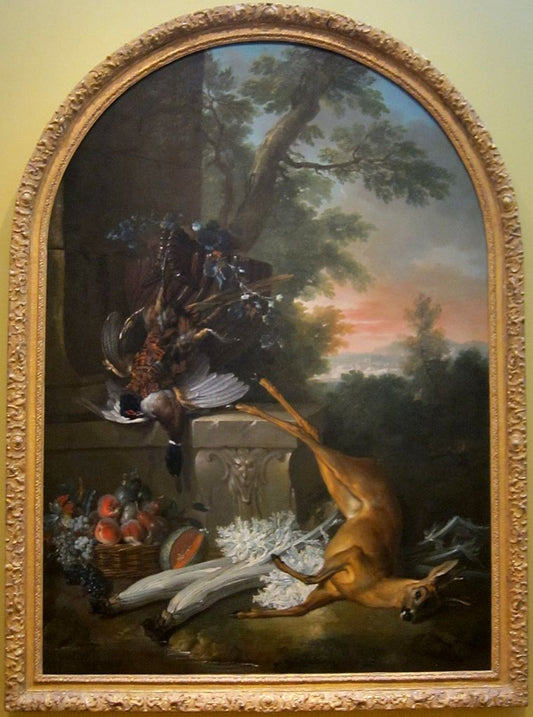 Still-life with Game in a Landscape, vintage artwork by Jean-Baptiste Oudry, 12x8" (A4) Poster