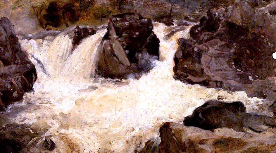 The Falls at Pont-y-Pair, Betwys-y-Coed, Caernarvonshire, vintage artwork by Joshua Cristall, 12x8" (A4) Poster