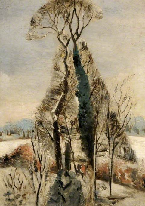 Ivor Heath Buckinghamshire, Snow, vintage artwork by Paul Nash, 12x8" (A4) Poster