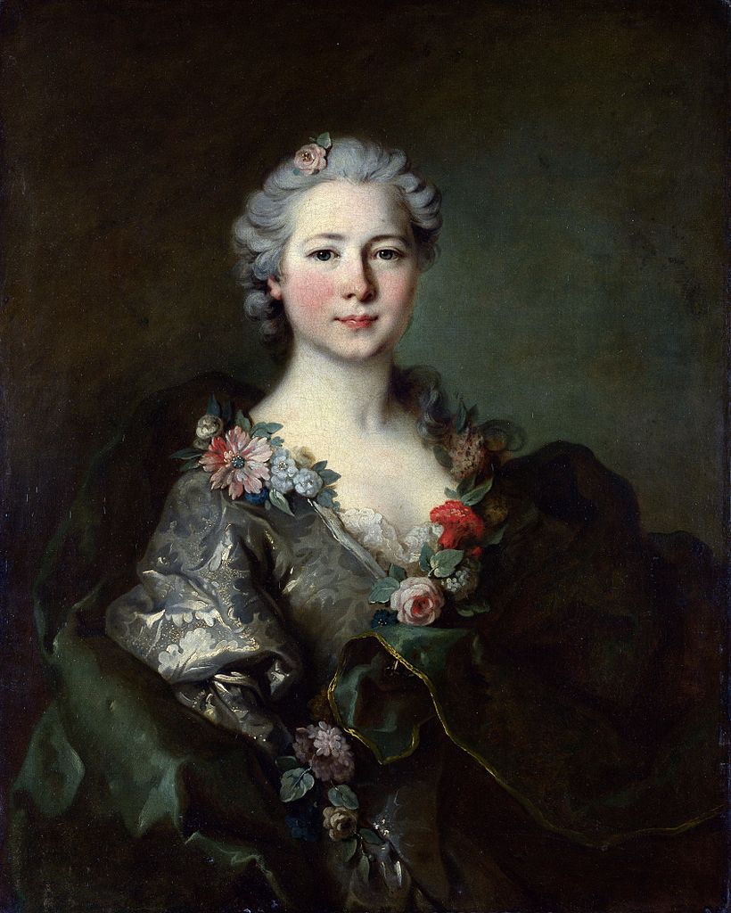 Portrait of Mademoiselle de Coislin, vintage artwork by Louis Tocque, 12x8" (A4) Poster