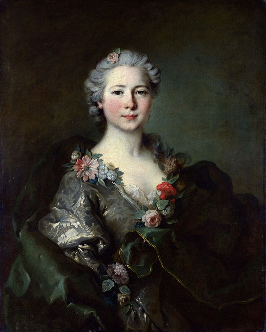 Portrait of Mademoiselle de Coislin, vintage artwork by Louis Tocque, 12x8" (A4) Poster