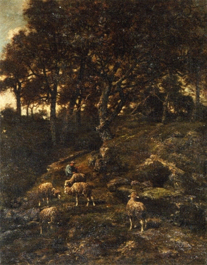 Shepherd and his Flock, vintage artwork by Charles-Émile Jacque, A3 (16x12") Poster Print
