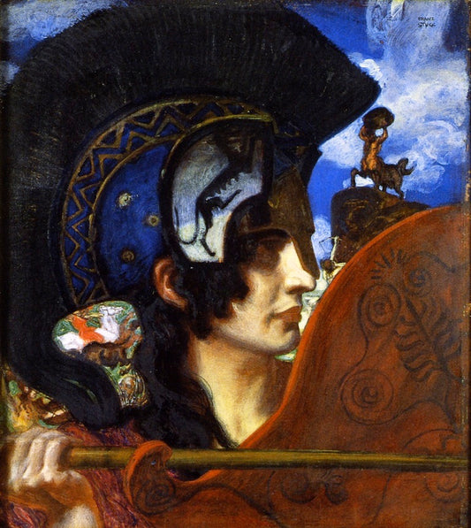 Fighting Amazon, vintage artwork by Franz von Stuck, 12x8" (A4) Poster
