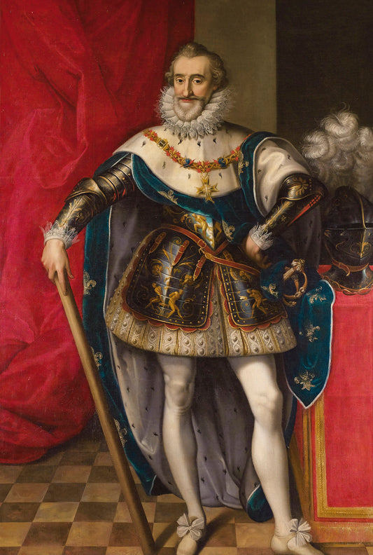 Portrait of Henry IV of France, vintage artwork by Frans Pourbus the Younger, 12x8" (A4) Poster