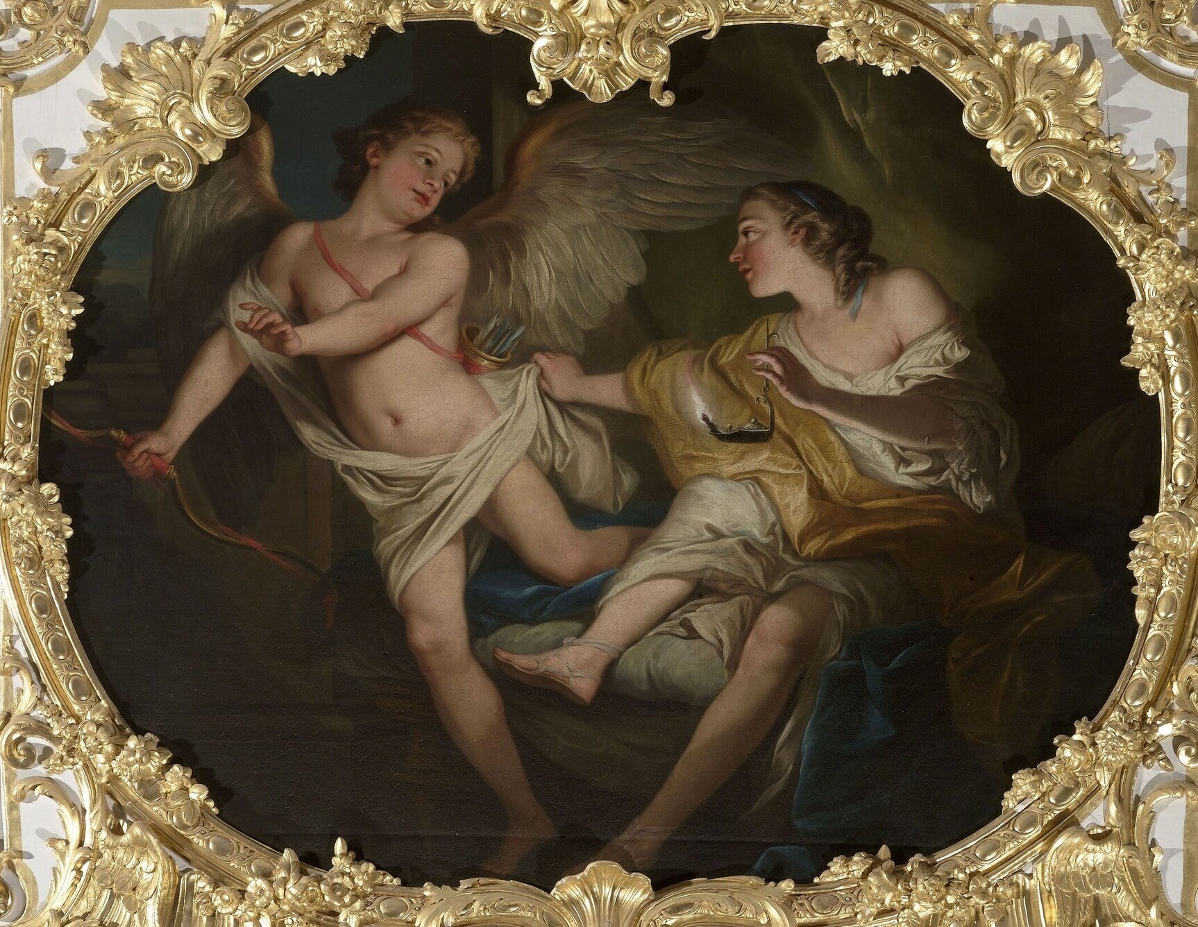 Cupid Leaving Psyche, vintage artwork by Carle van Loo, 12x8" (A4) Poster