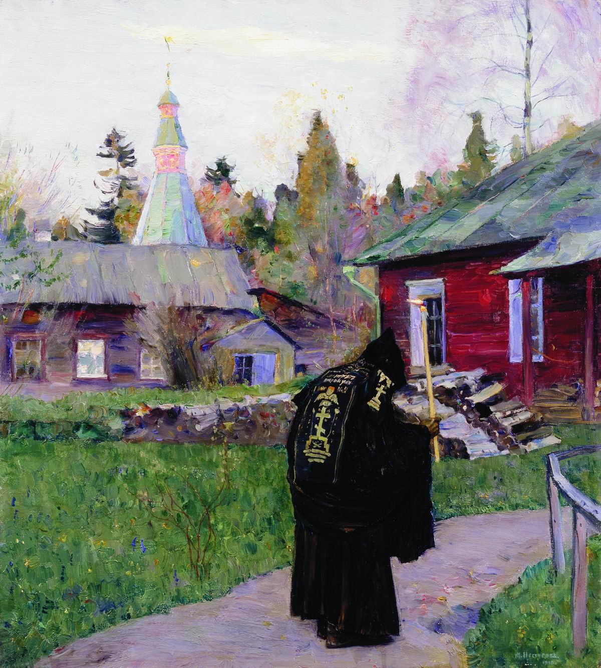 Evening Bells, vintage artwork by Mikhail Vasilevich Nesterov, 12x8" (A4) Poster