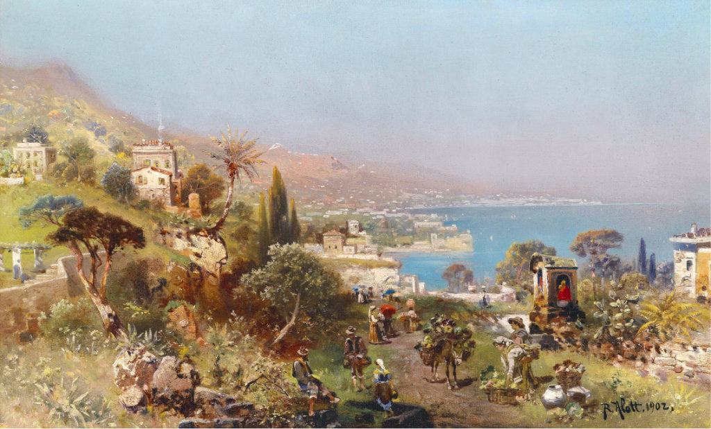 Hustle and Bustle in a Southern Harbour City, vintage artwork by Robert Alott, 12x8" (A4) Poster