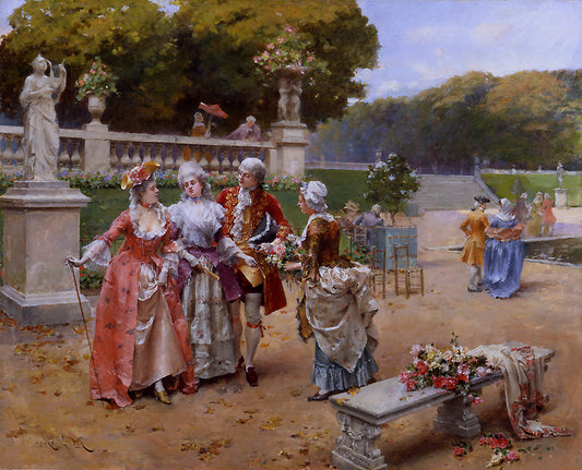 Sunday in the Park, vintage artwork by Henri Victor Lesur, 12x8" (A4) Poster