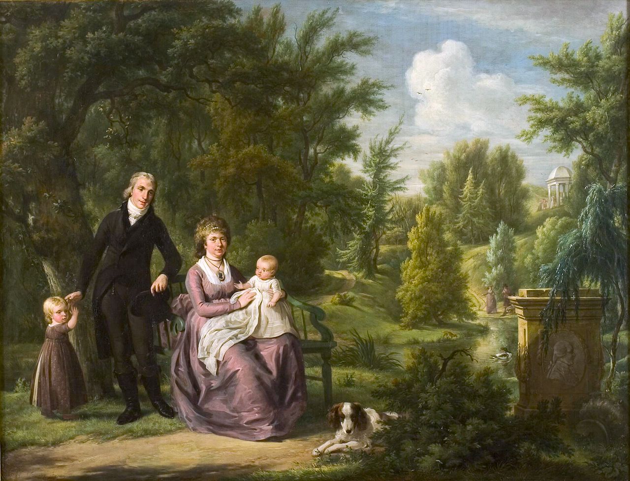 A Family in Elswout, vintage artwork by Adriaan de Lelie, 12x8" (A4) Poster