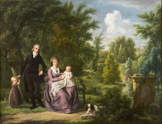 A Family in Elswout, vintage artwork by Adriaan de Lelie, 12x8" (A4) Poster