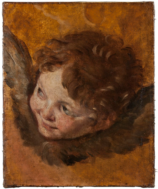 Head of a Cherub, vintage artwork by Daniele Crespi, 12x8" (A4) Poster
