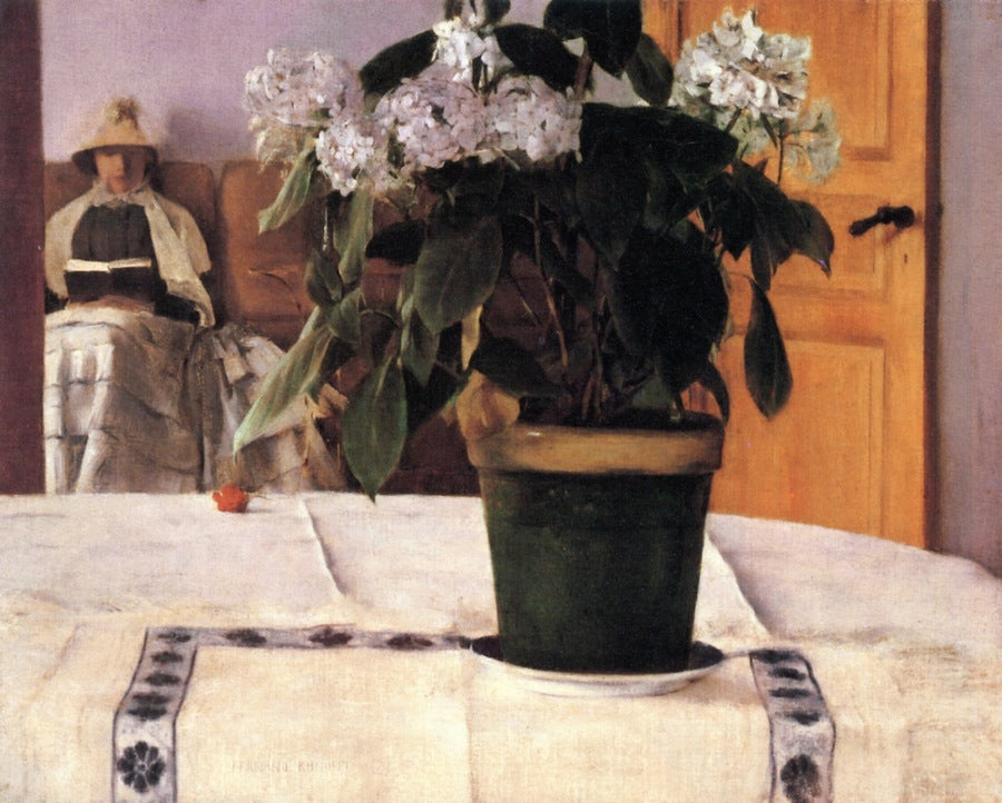 Hydrangea, vintage artwork by Fernand Khnopff, 12x8" (A4) Poster
