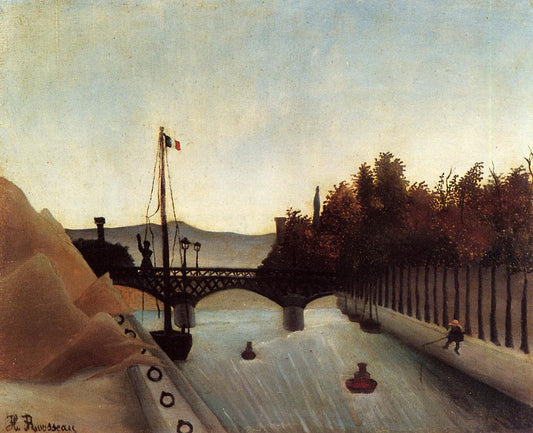 Footbridge at Passy, vintage artwork by Henri Rousseau, 12x8" (A4) Poster