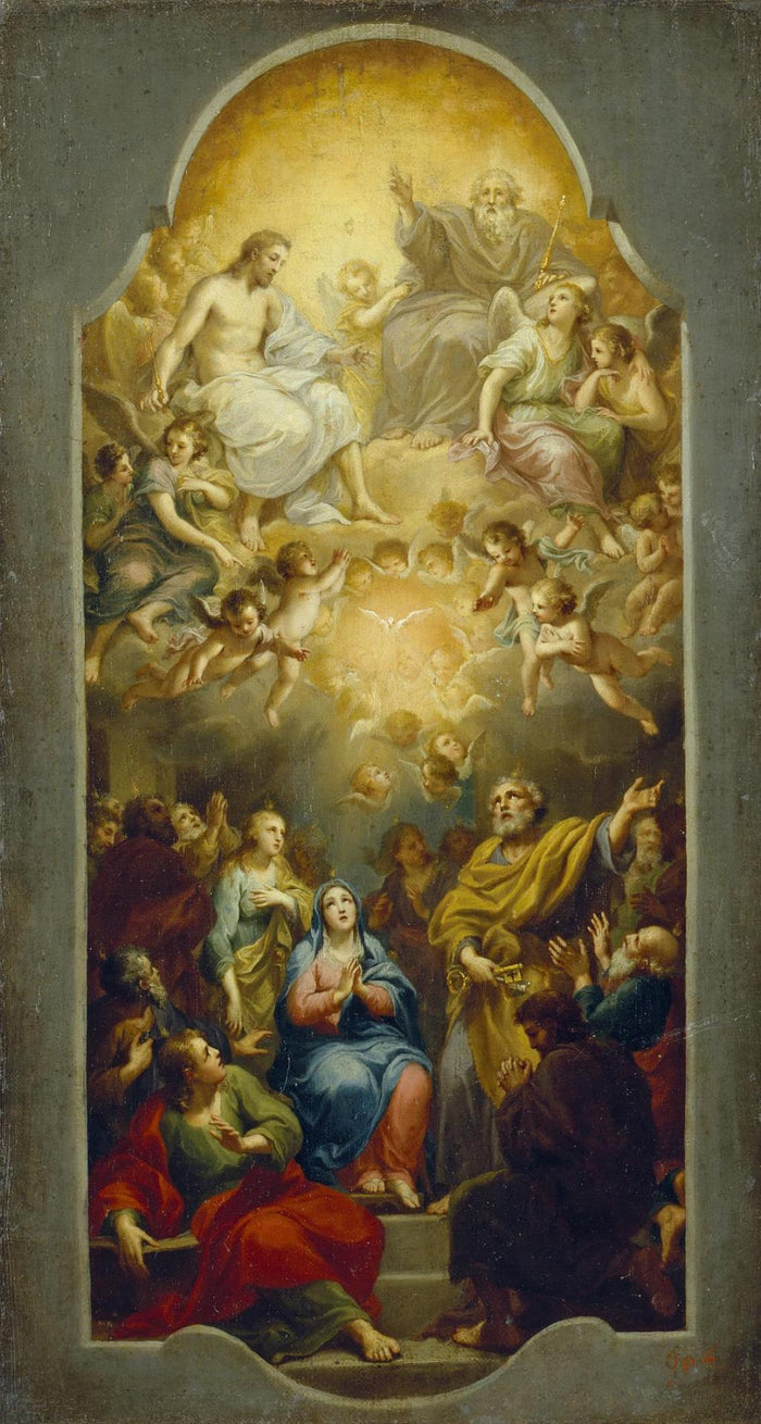 Descent of the Holy Spirit, vintage artwork by Anton Raphael Mengs, 12x8