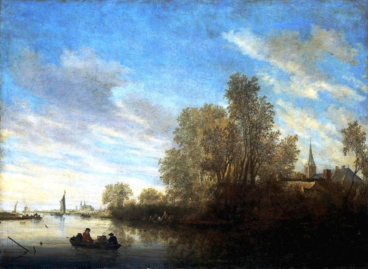 River View near Deventer, vintage artwork by Salomon van Ruysdael, 12x8" (A4) Poster