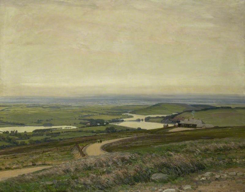 Rivington Pike, Lancashire, vintage artwork by Alfred East, 12x8" (A4) Poster