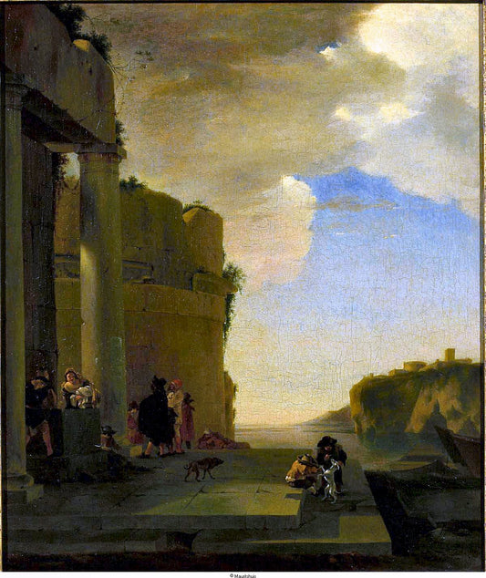 Imaginary Italian Landscape, vintage artwork by Jan Asselijn, 12x8" (A4) Poster