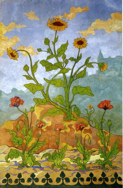 our Decorative Panels: Sunflowers and Poppies by Paul Ranson,A3(16x12")Poster