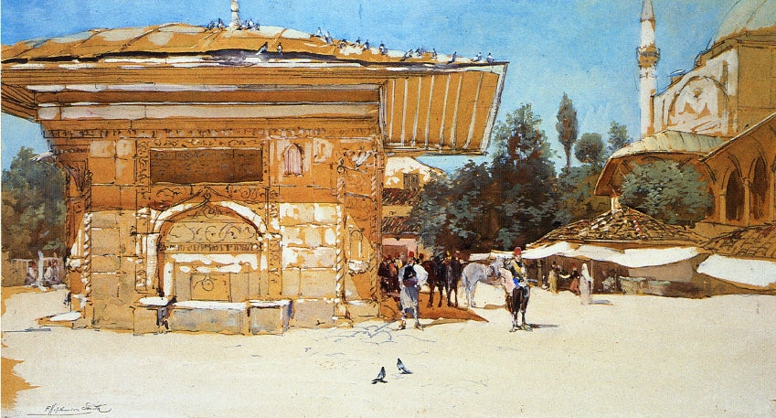 Beautiful Fountain, Scutari, vintage artwork by Francis Hopkinson Smith, 12x8" (A4) Poster