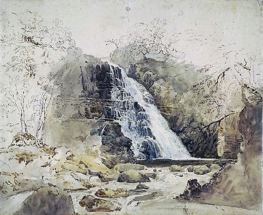 Cayne Waterfall, North Wales, vintage artwork by Thomas Girtin, 12x8" (A4) Poster