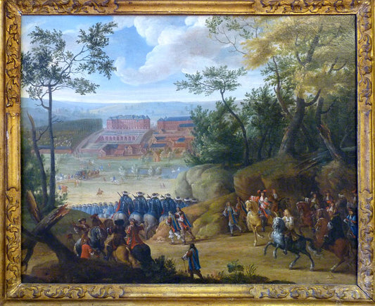 Vue du château de Versailles, vintage artwork by Adam Frans van der Meulen, 12x8" (A4) Poster