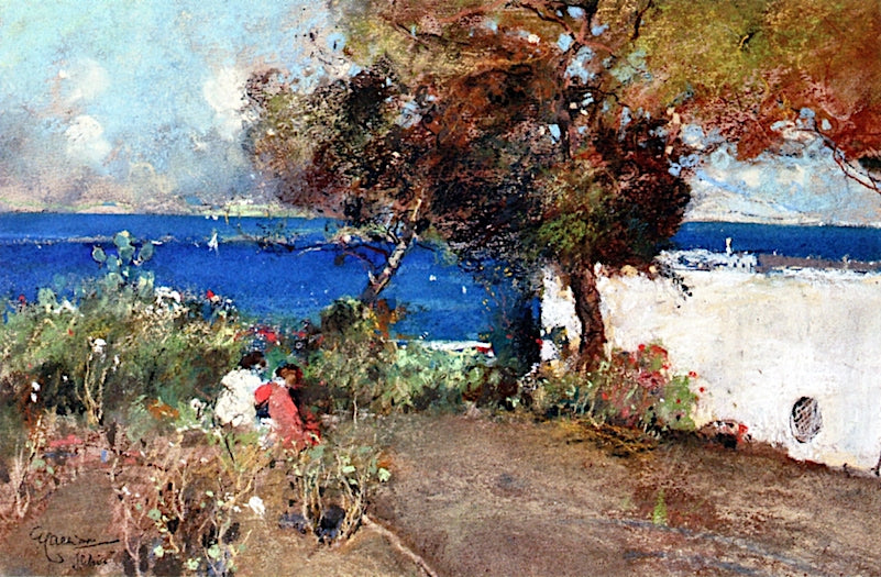 Children in a Garden in Capri by Giuseppe Casciaro,A3(16x12")Poster