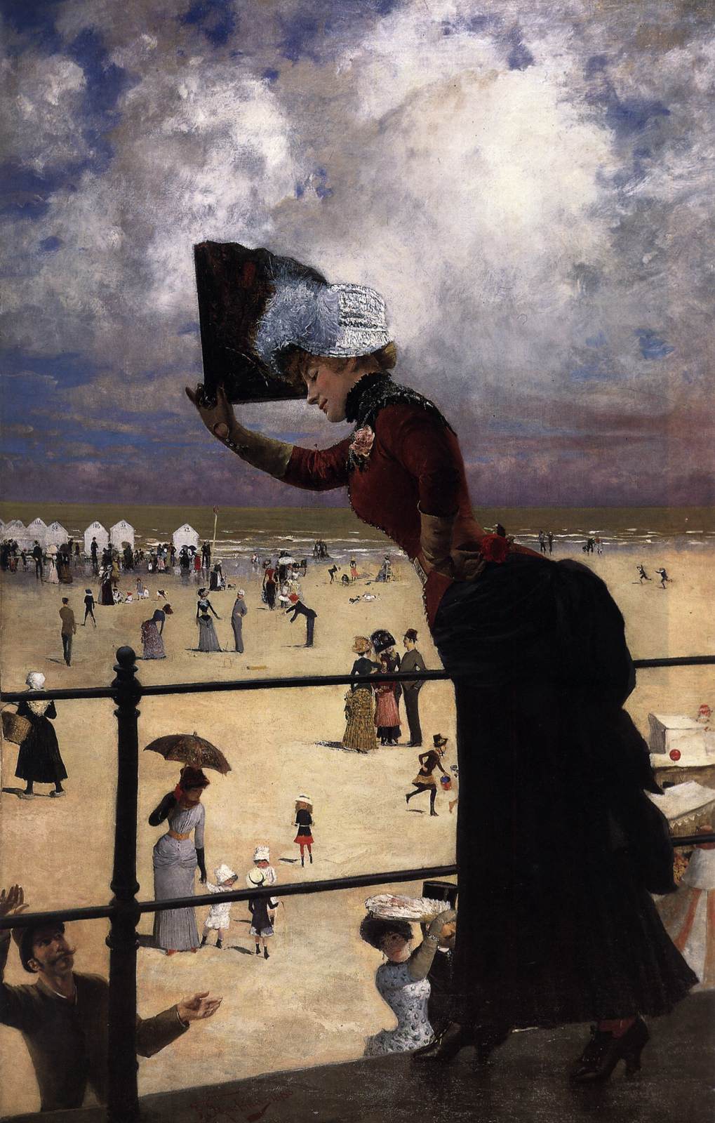 The Girl on the Boardwalk, vintage artwork by Franz Skarbina, 12x8" (A4) Poster