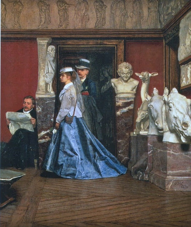 Museumbezoek, vintage artwork by August Allebe, 12x8" (A4) Poster