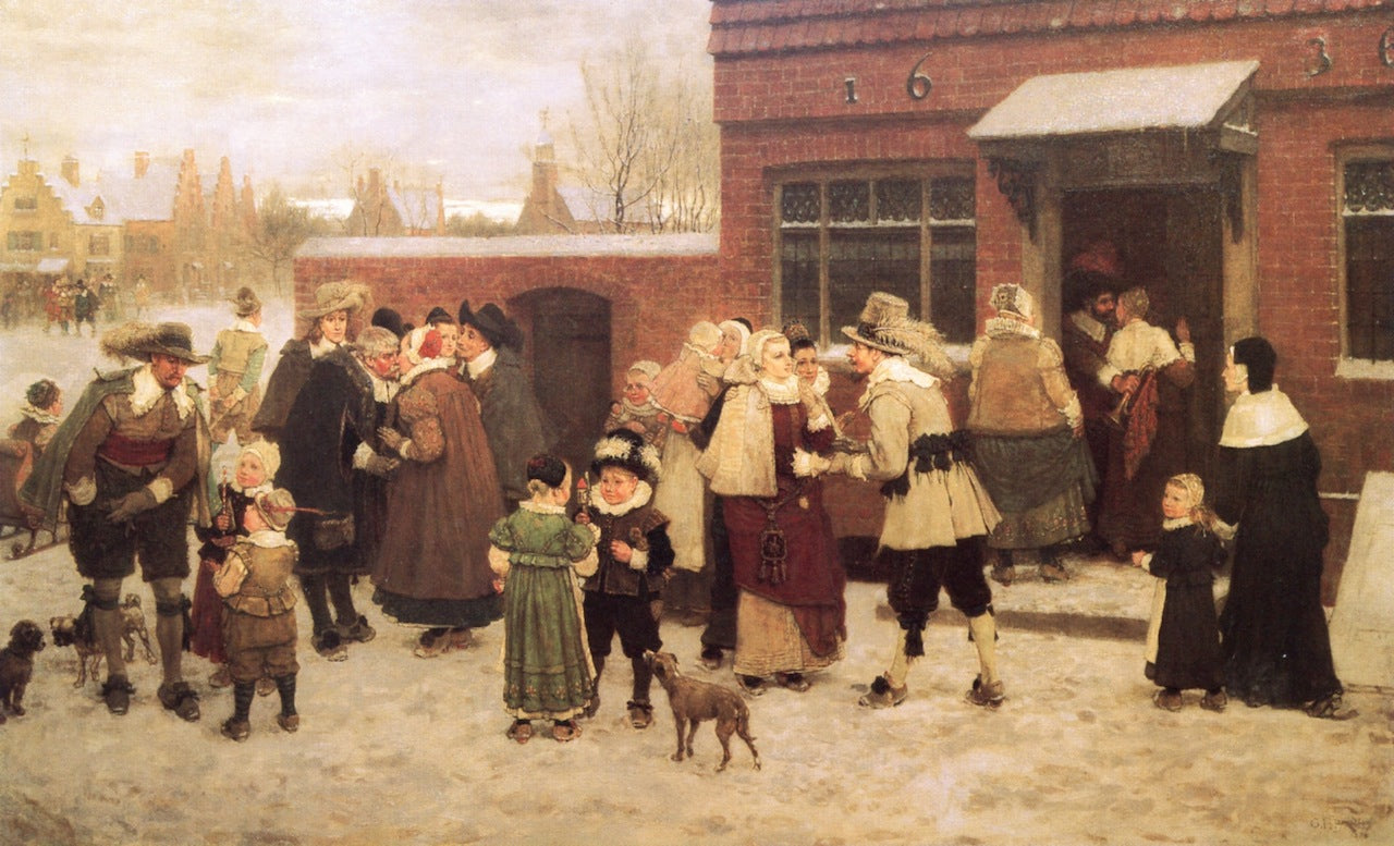 New Year's Day in New Amsterdam, vintage artwork by George Henry Boughton, 12x8" (A4) Poster