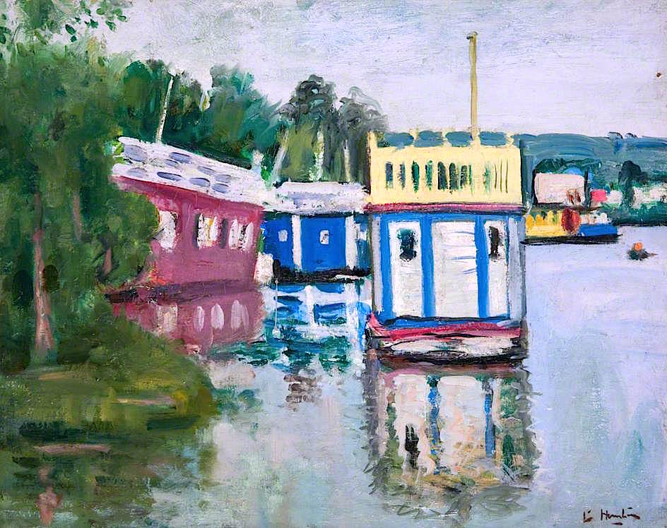 Houseboats on Loch Lomond by George Leslie Hunter,16x12(A3) Poster