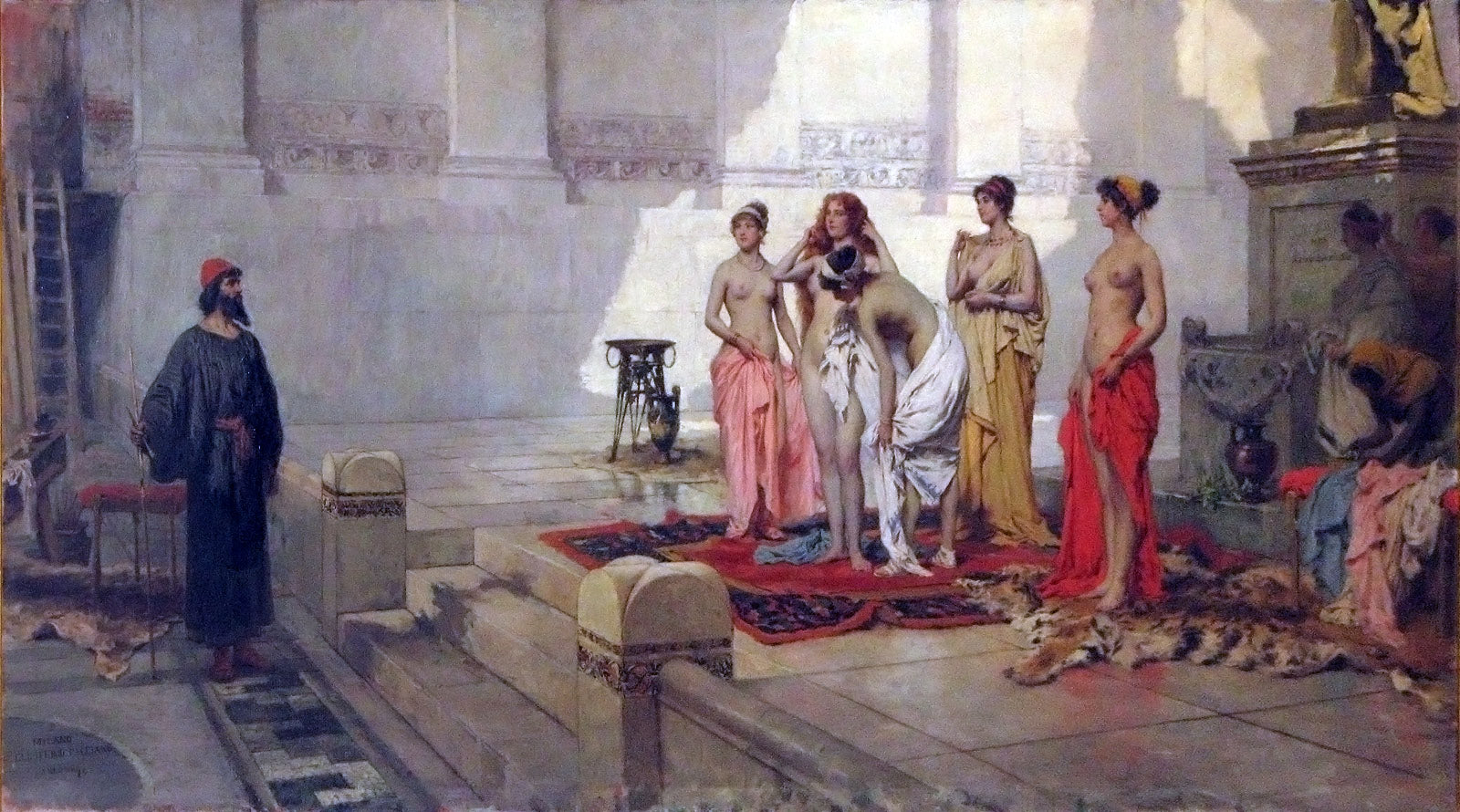 Zeuxis and the young women of Kroton, vintage artwork by Eleuterio Pagliano, 12x8" (A4) Poster