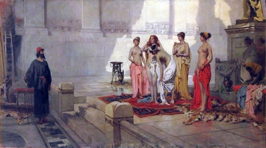 Zeuxis and the young women of Kroton, vintage artwork by Eleuterio Pagliano, 12x8" (A4) Poster