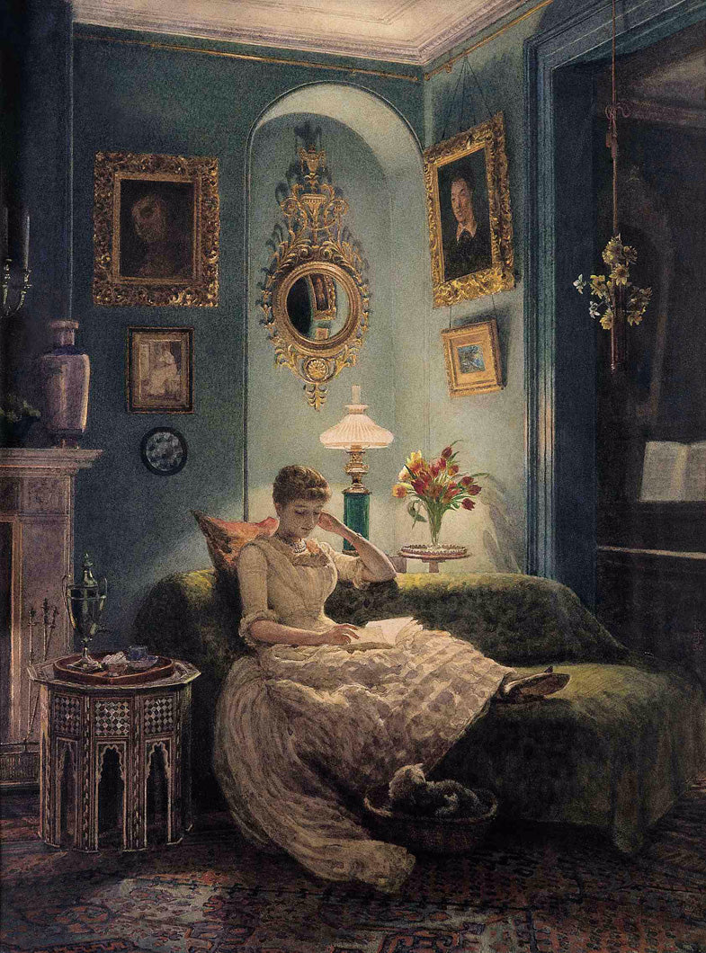 An Evening at Home, vintage artwork by Sir Edward John Poynter, 12x8" (A4) Poster