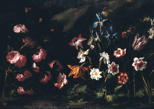 A Landscape with Flowers, vintage artwork by Juan de Arellano, 12x8" (A4) Poster